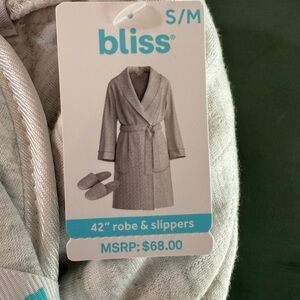 Bliss Gray Robe & Slippers Set S/M